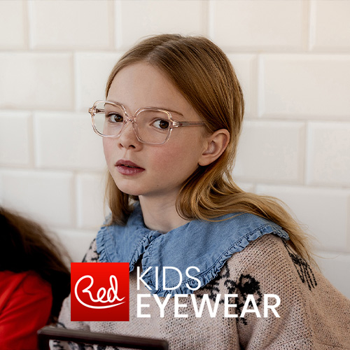 Red Kids Eyewear blond meisje met roze bril-OZ